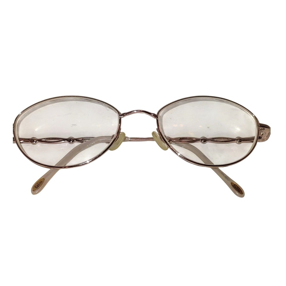 Safilo Vintage Rose Gold Metal Oval Eyeglasses Frames Italy 90s Retro Office